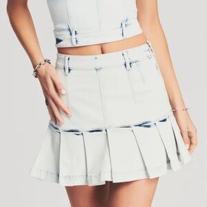Retrofete Pleated denim mini skirt